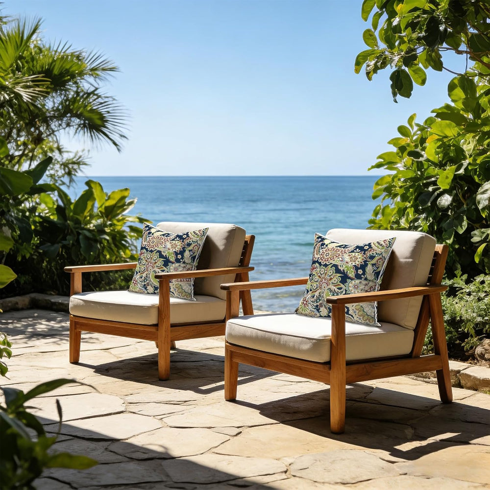 LVTXIII Set of 2 Patio Throw Pillows 16"x16" Fade Resistant Outdoor...