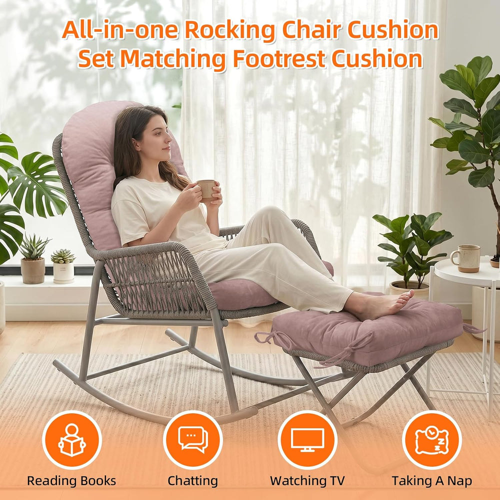 Rocking Chair Cushion Set, Ottoman Cushion Included, Pink