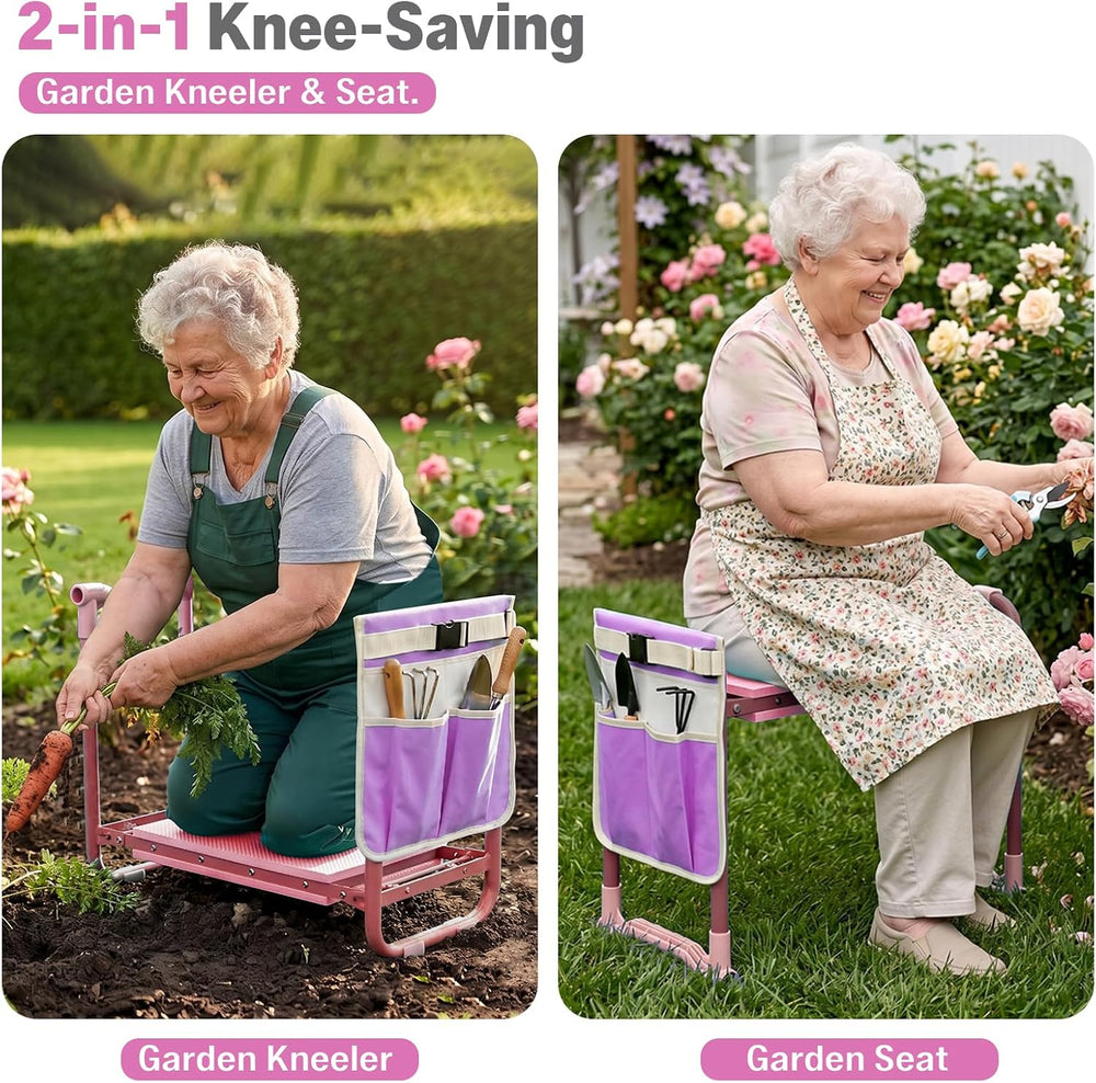Garden Kneeler and Seat Heavy Duty, Foldable Gardening Stool Bench