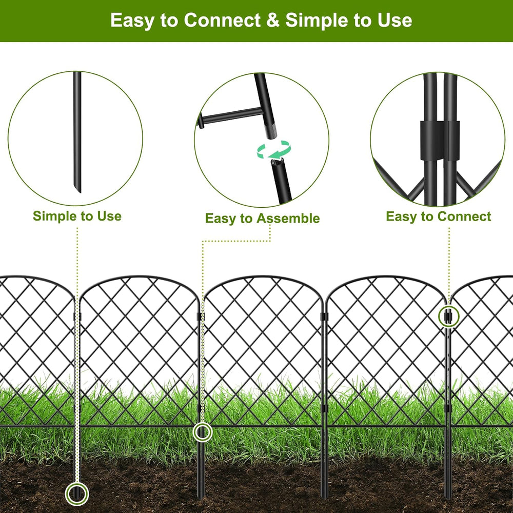 PINPON 19Pack 20ft Garden Fence 24in High Rustproof Metal Barrier Yard