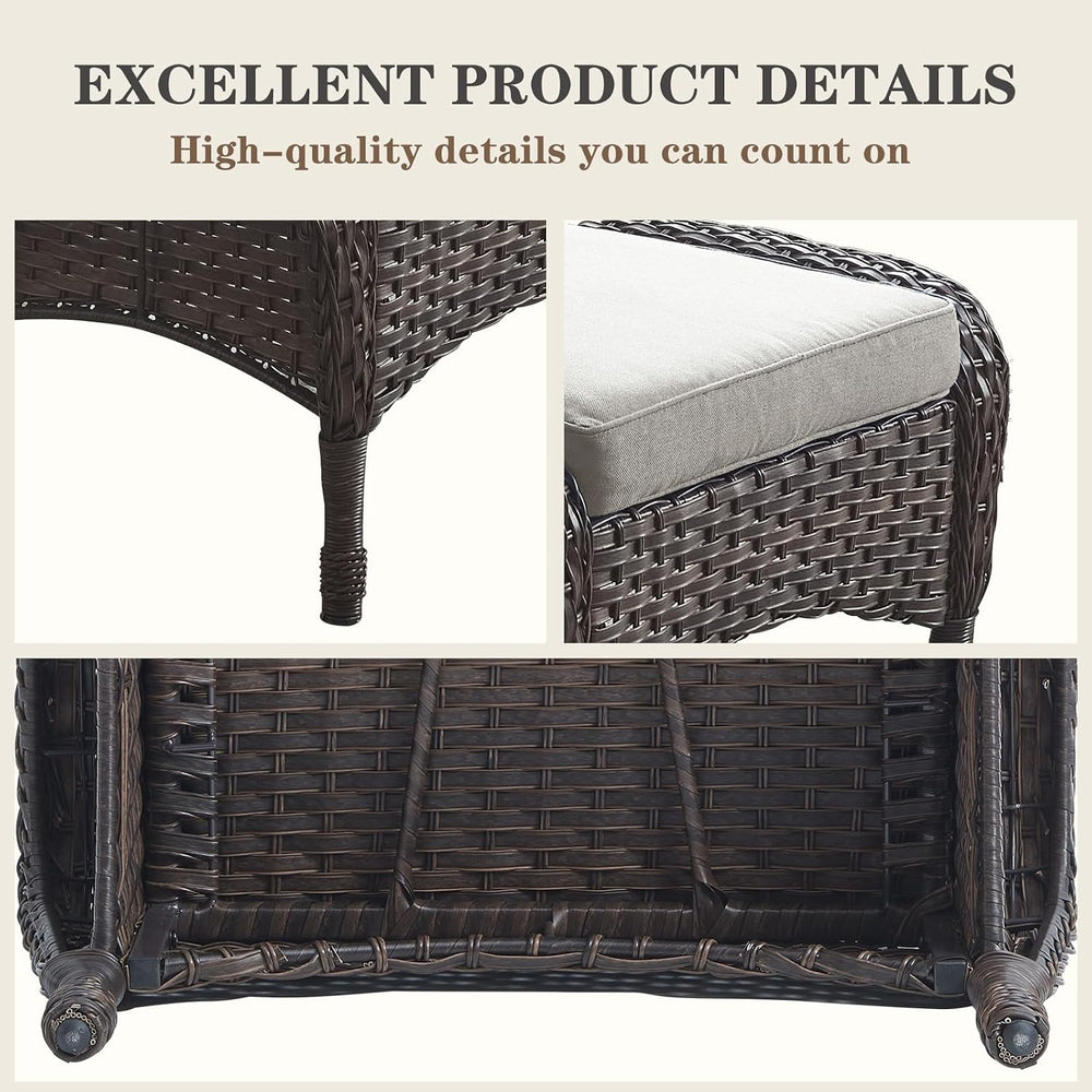 Belord Outdoor Ottomans for Patio Foot Rest - 25 Inch PE Wicker Foot Stool Se...