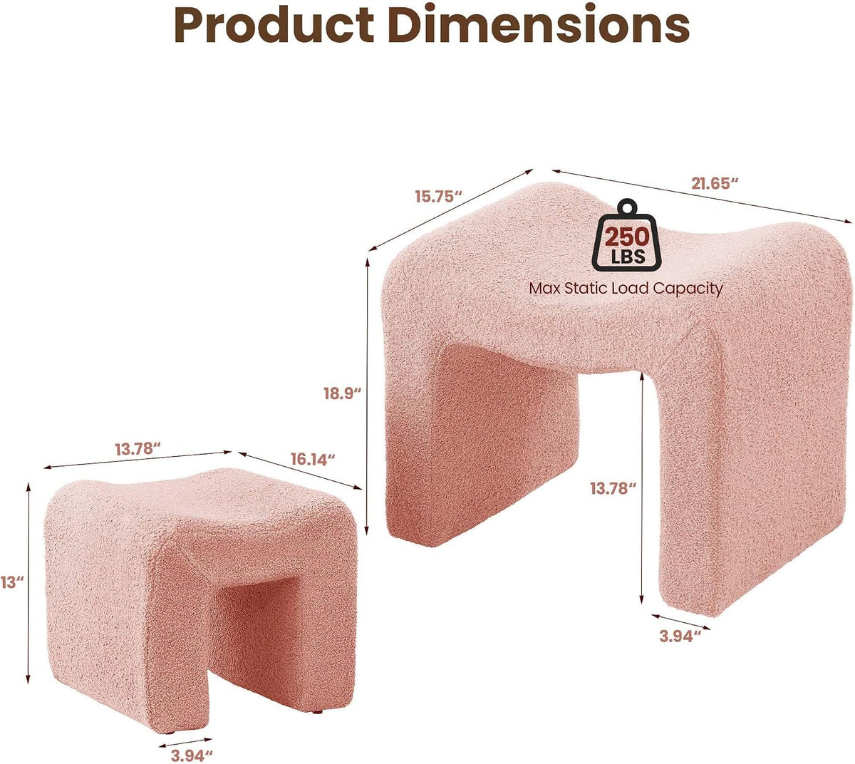 Ottoman Set of 2 Vanity Stool Chair Seating Backless