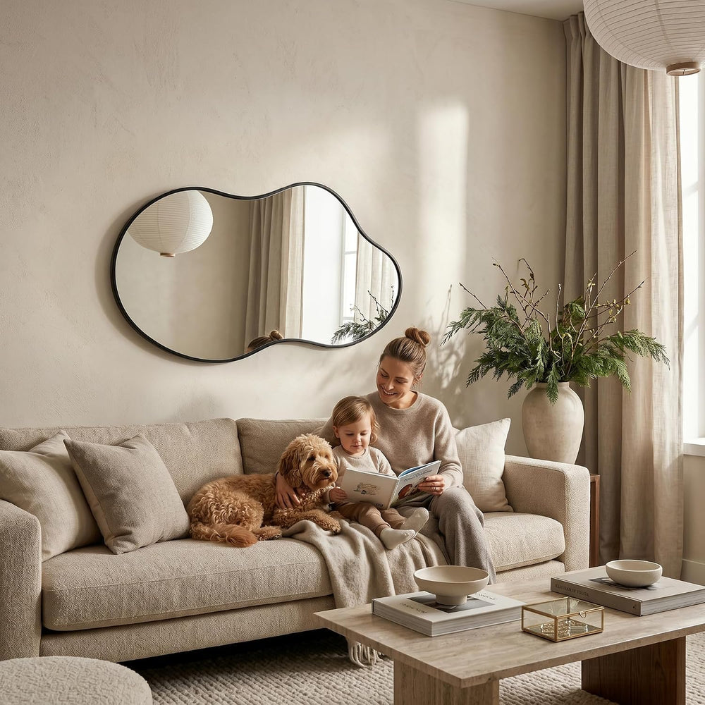 Irregular Asymmetrical Wall Mirror 26x48 Inches Decorative Tempered Glass