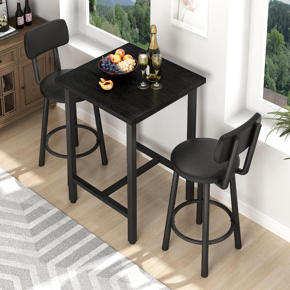 3 Piece Bar Table and Chairs Set for 2, Counter Height Square Pub Dining Set,...