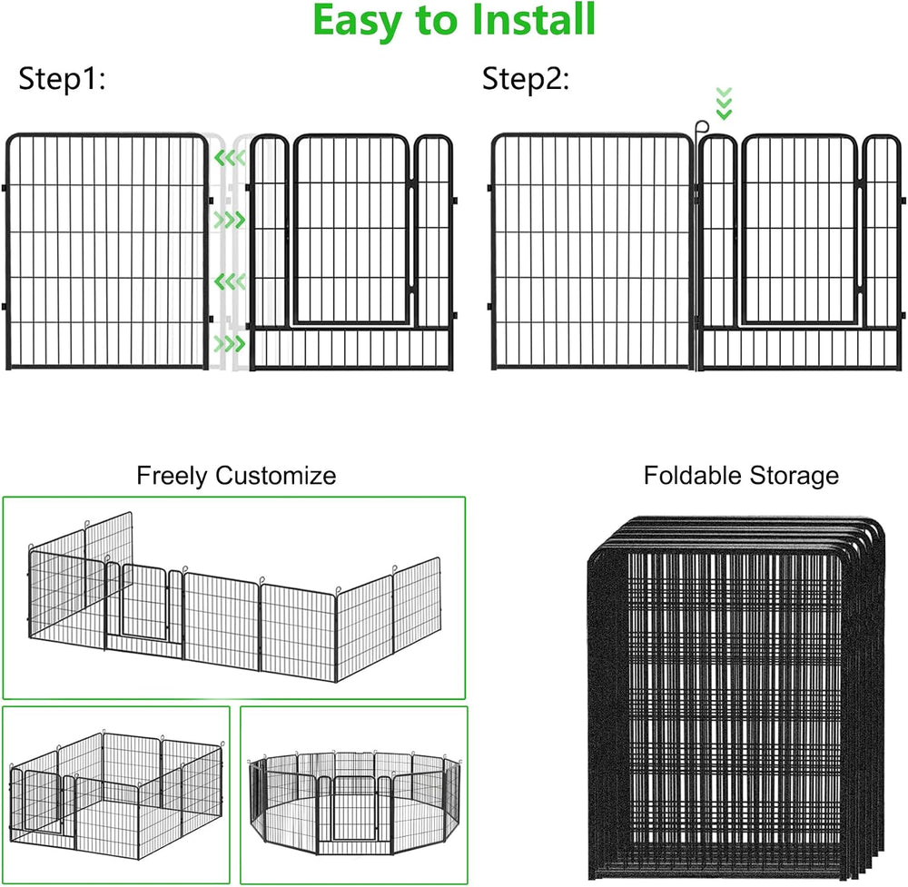 Decorative Metal Garden Fence with Gate, 32in(H) x 64Ft(L) No Dig Fence 24 Pa...