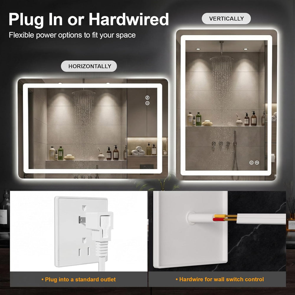 LED Bathroom Mirror with Lights, 2 Pack 24 x 36 Lighted Vanity Wall Mirror