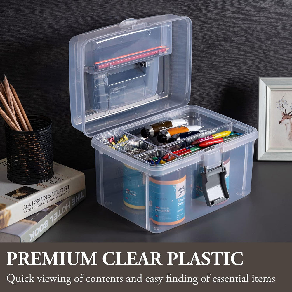 MyGift Clear First Aid Kit Box with Tray, Portable Medicine Storage