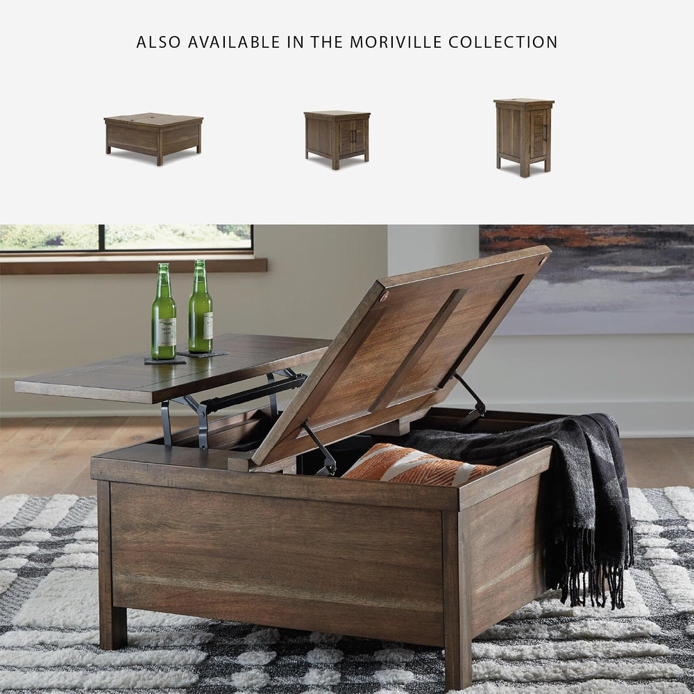 Signature Design by Ashley Wood Lift-Top Coffee Table with Storage, Brown