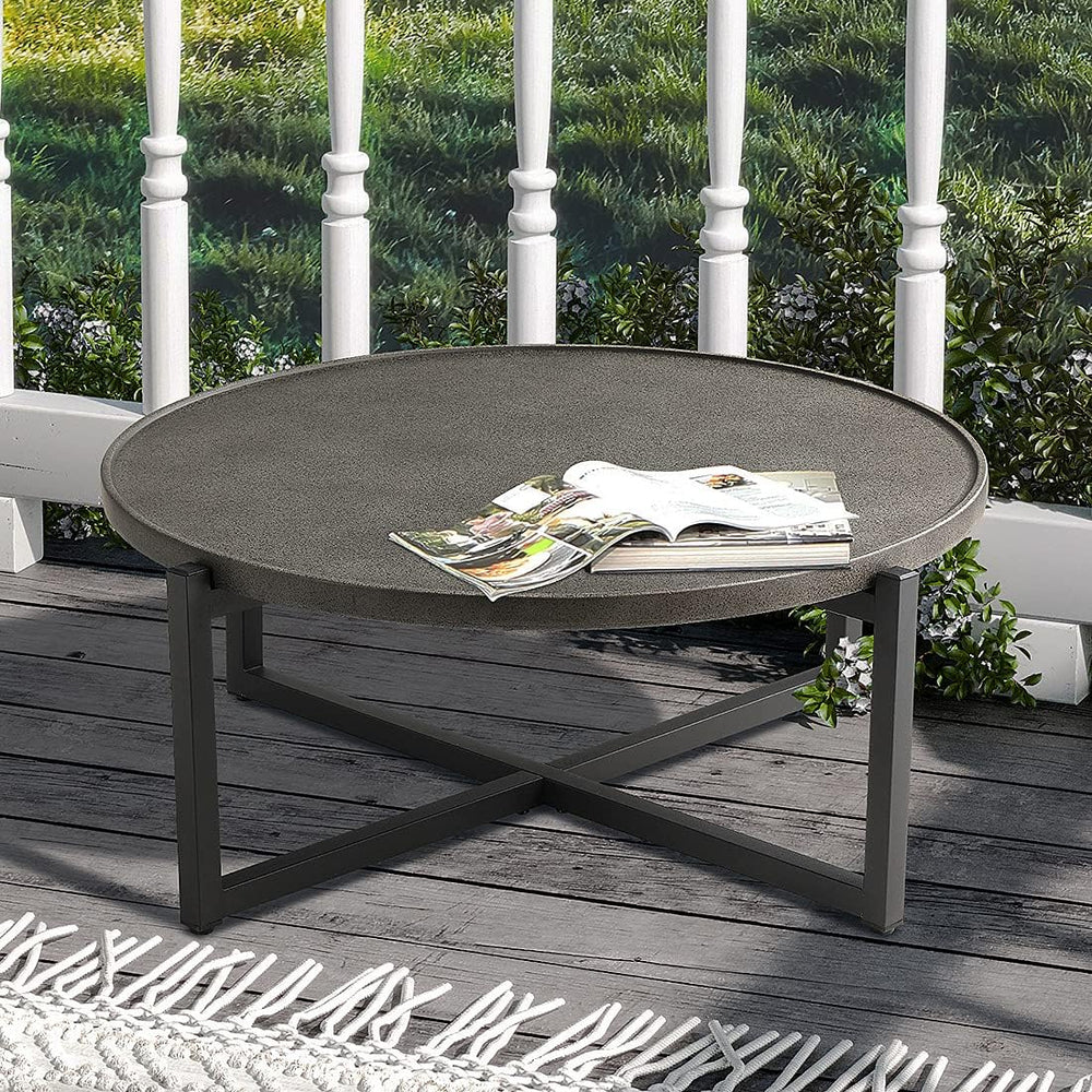 SUNBURY Outdoor Coffee Table Dark Grey, 12''H x 31.5''W Patio...