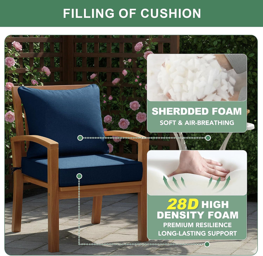 Summsun Outdoor Chair Cushions, Faux Linen Backrest and Deep Seat Cushion Set...