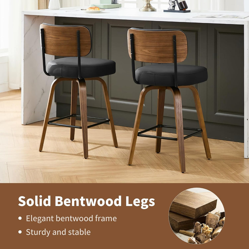 Solstrand 26" Swivel Counter Height Bar Stools Set of 3, Black