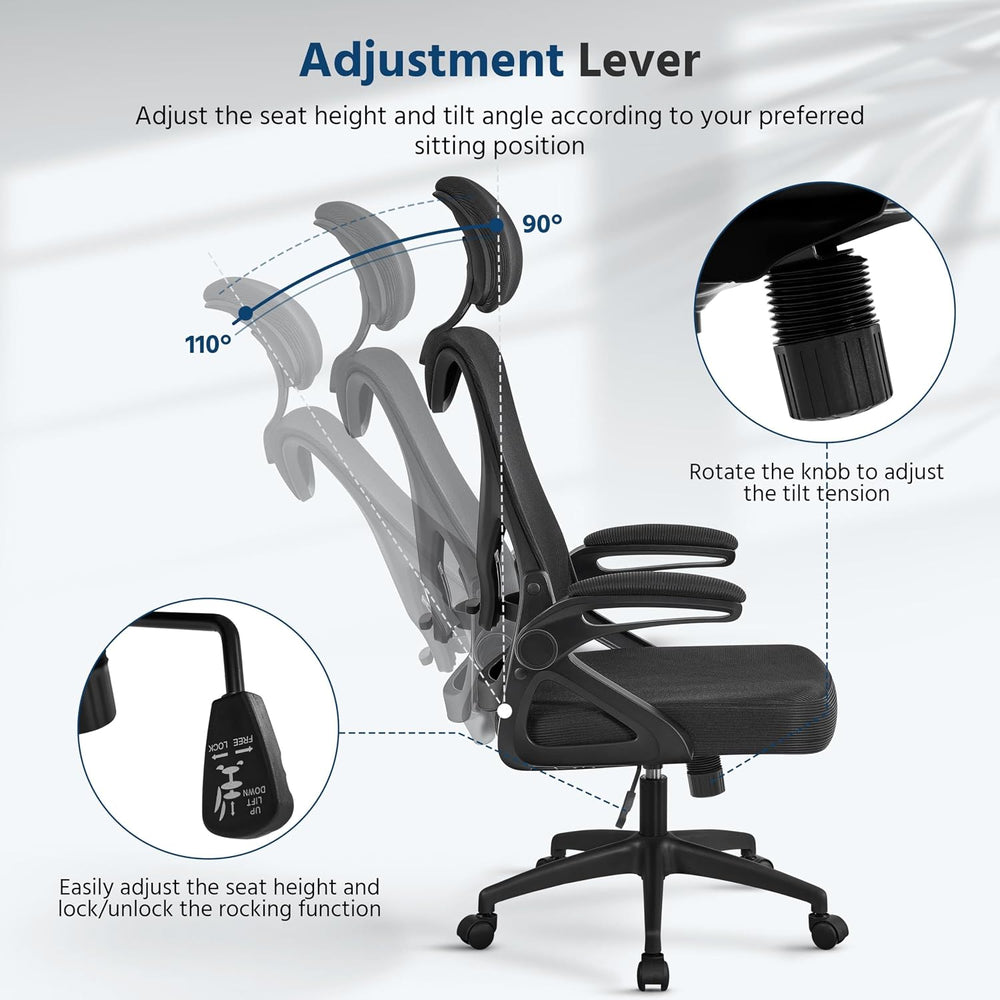 Yaheetech Ergonomic Office Chair with Headrest, Lumbar Support, Black
