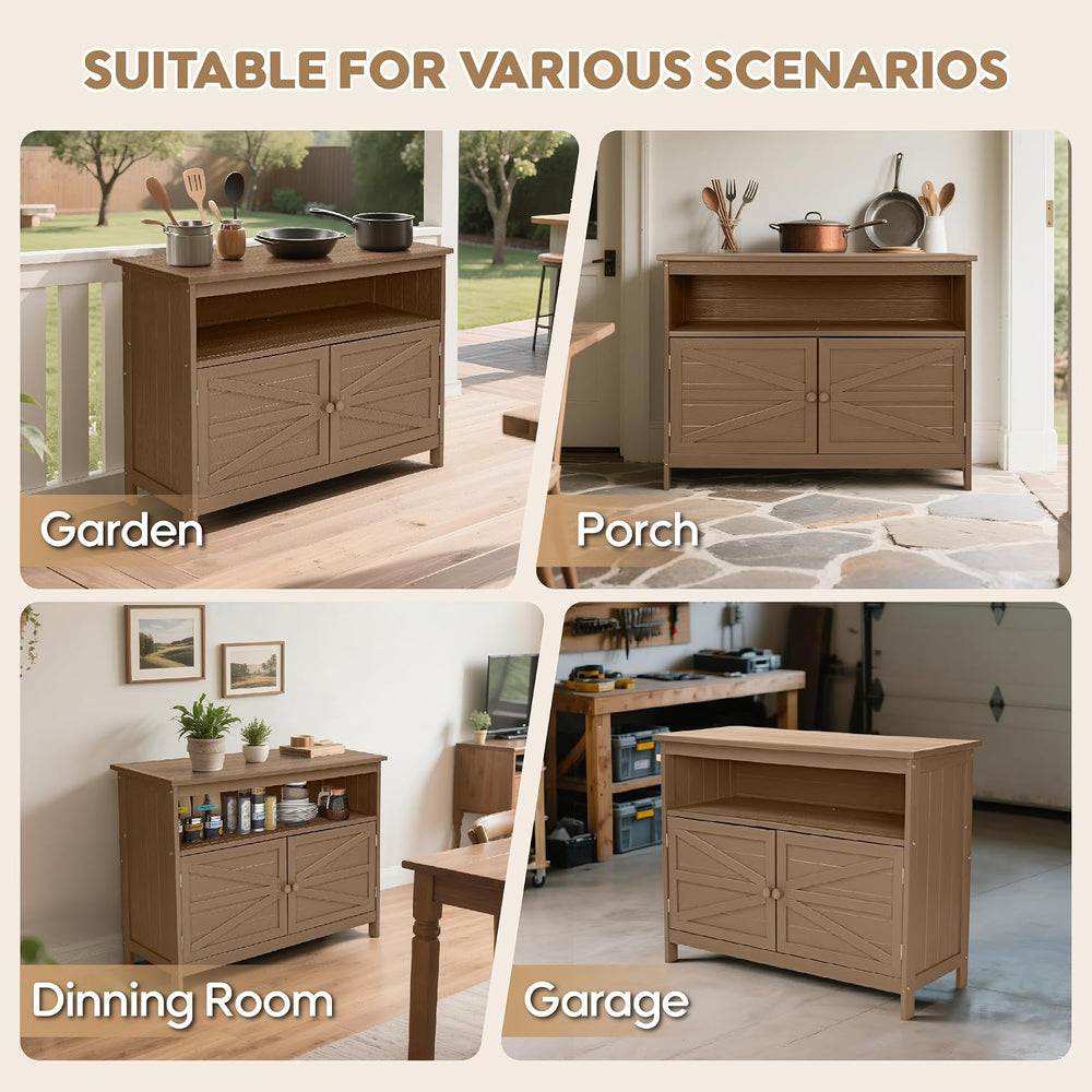 HIPS All-Weather Outdoor Storage Cabinet,Outdoor Sideboard with Magnetic Door...