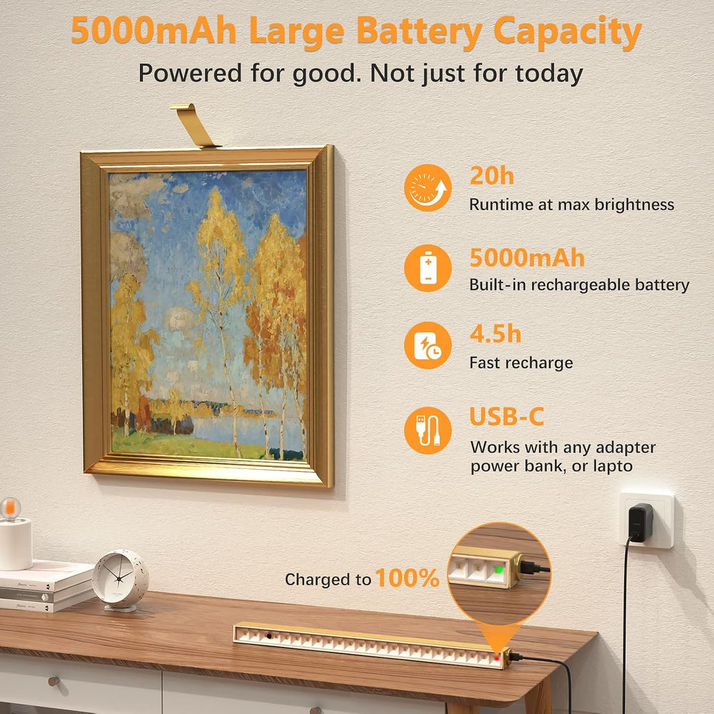 Innovative Insert-Type Picture Light, No-Drill Magnetic Mount