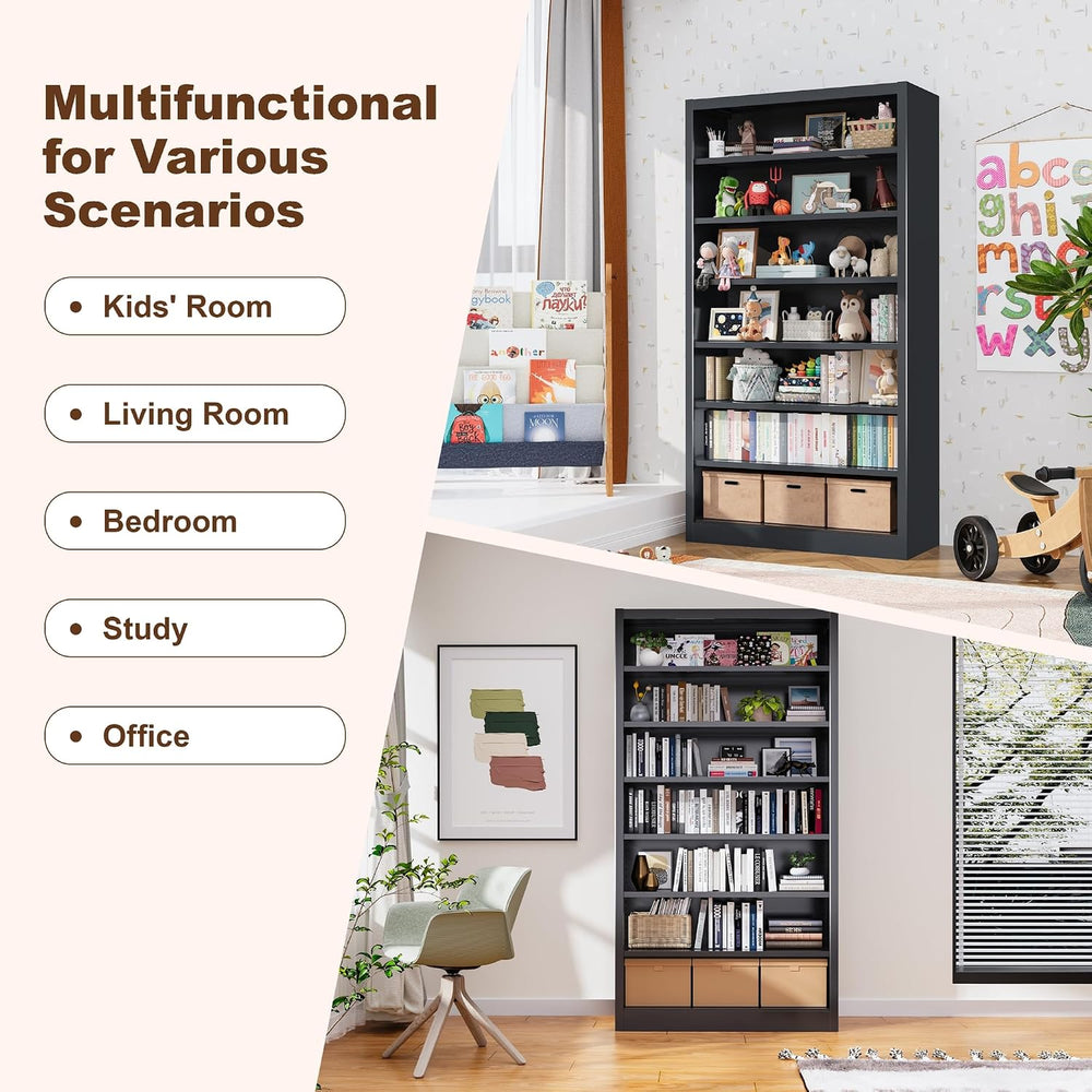 55" Media Storage Cabinet,Metal CD Shelf with 6 Adjustable Shelves