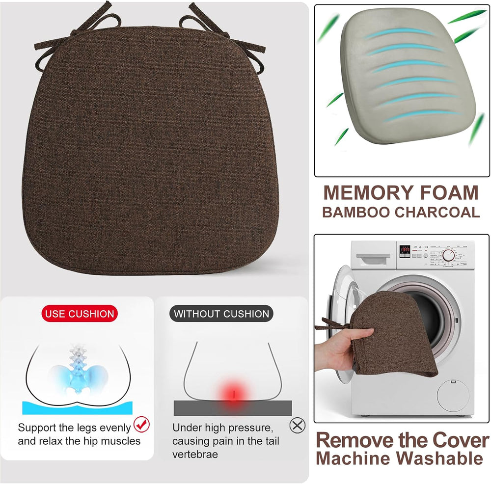 SINOSSO Memory Foam Chair Cushions for Dining Chairs Set of 4, Kitchen Seat C...