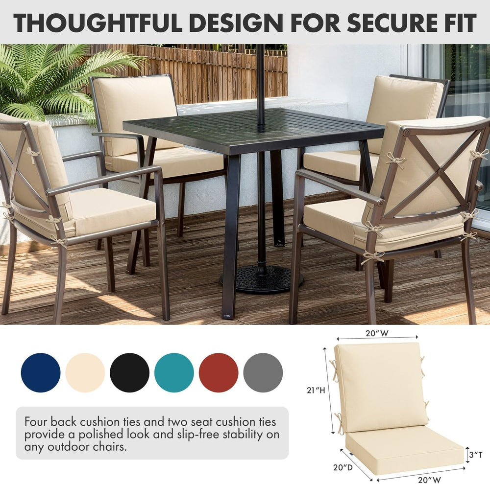 MIULEE Beige Outdoor Dining Cushion 20x20 Inch Waterproof with Ties