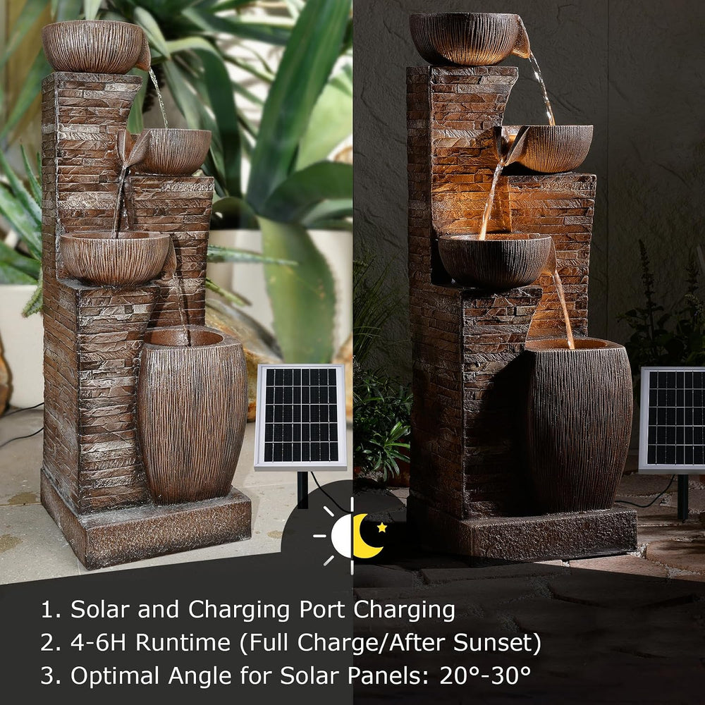 38.2" Tall Solar Powered Water Fountain for Outdoor