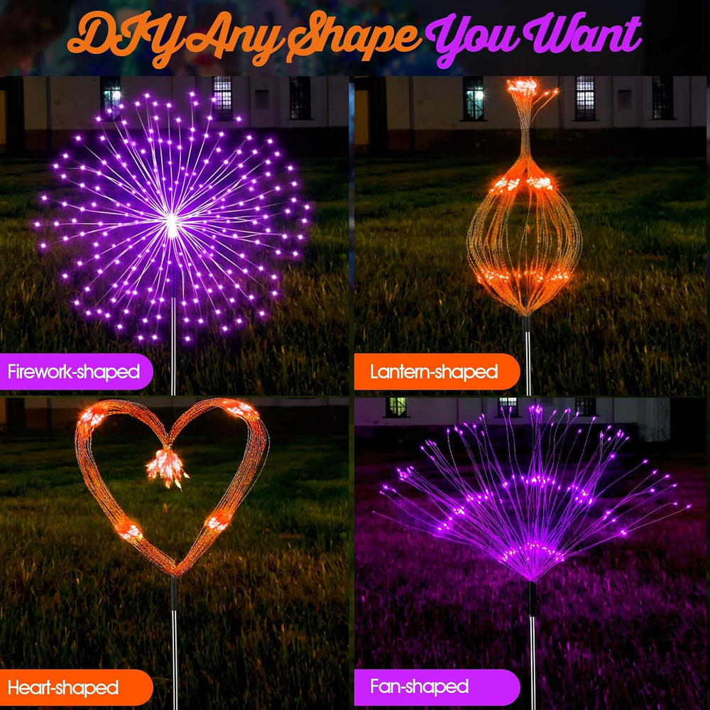 Tujoe 6 Pcs Halloween Solar Firework Stake Lights 180 LED 8 Modes