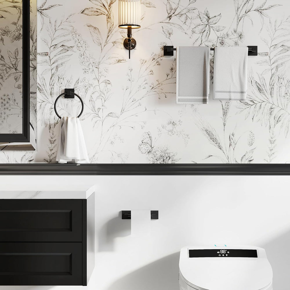 RUACQ Bathroom Accessories, 3-Piece Bathroom Hardware Set, Matte Black
