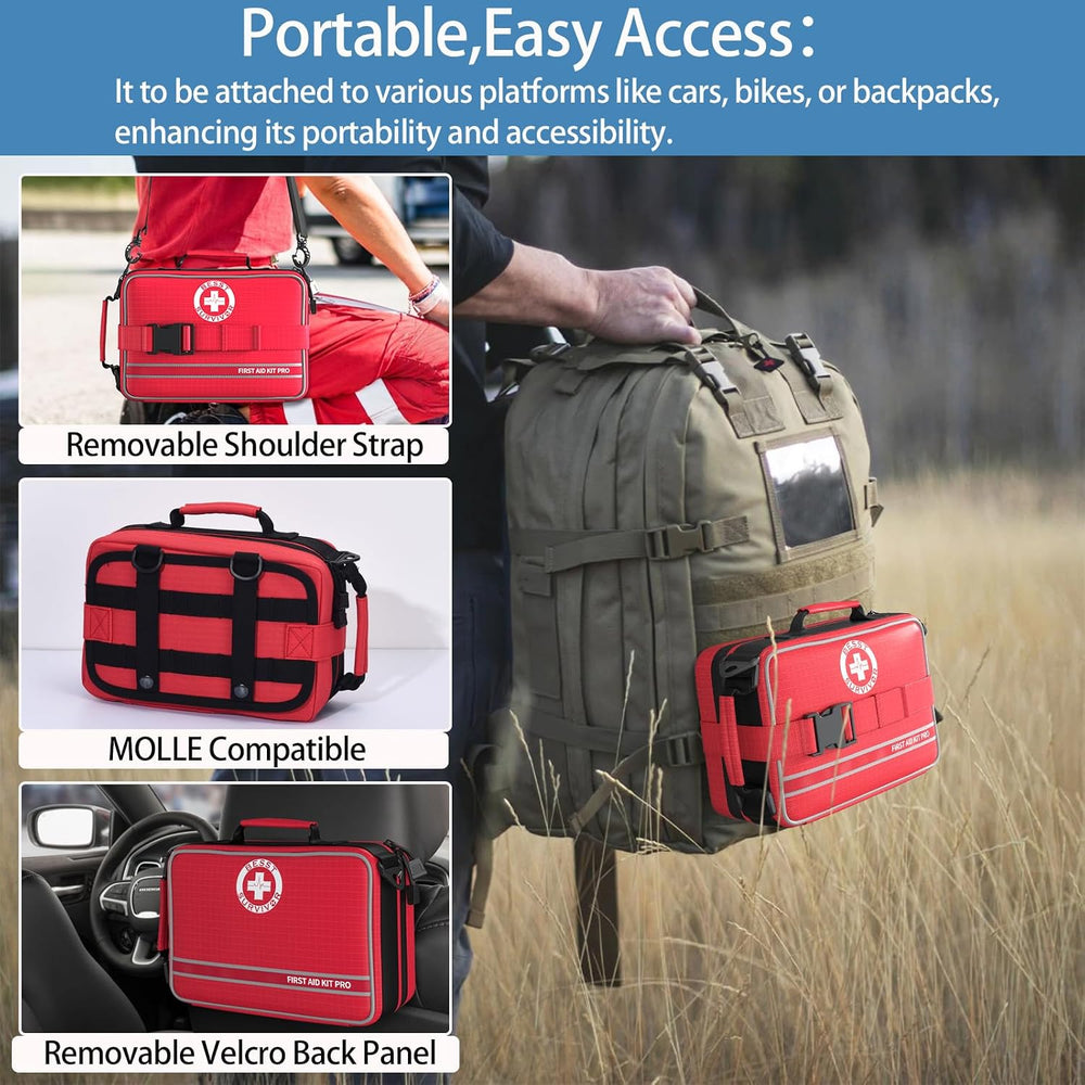 Comprehensive First Aid Kit for Home, Premium Emergency Trauma Kits with Shou...