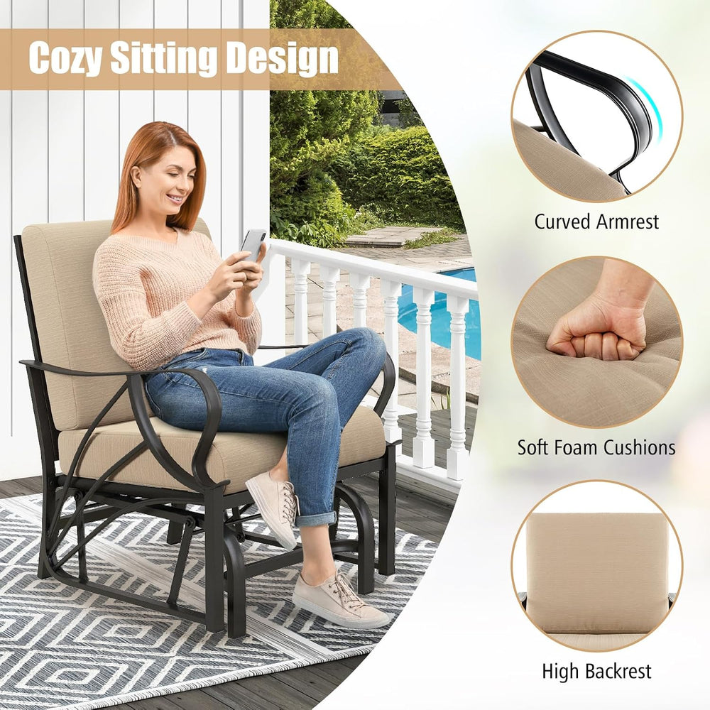 GIANTEX Patio Glider, Outdoor Rocking Chair with Thick Cushion