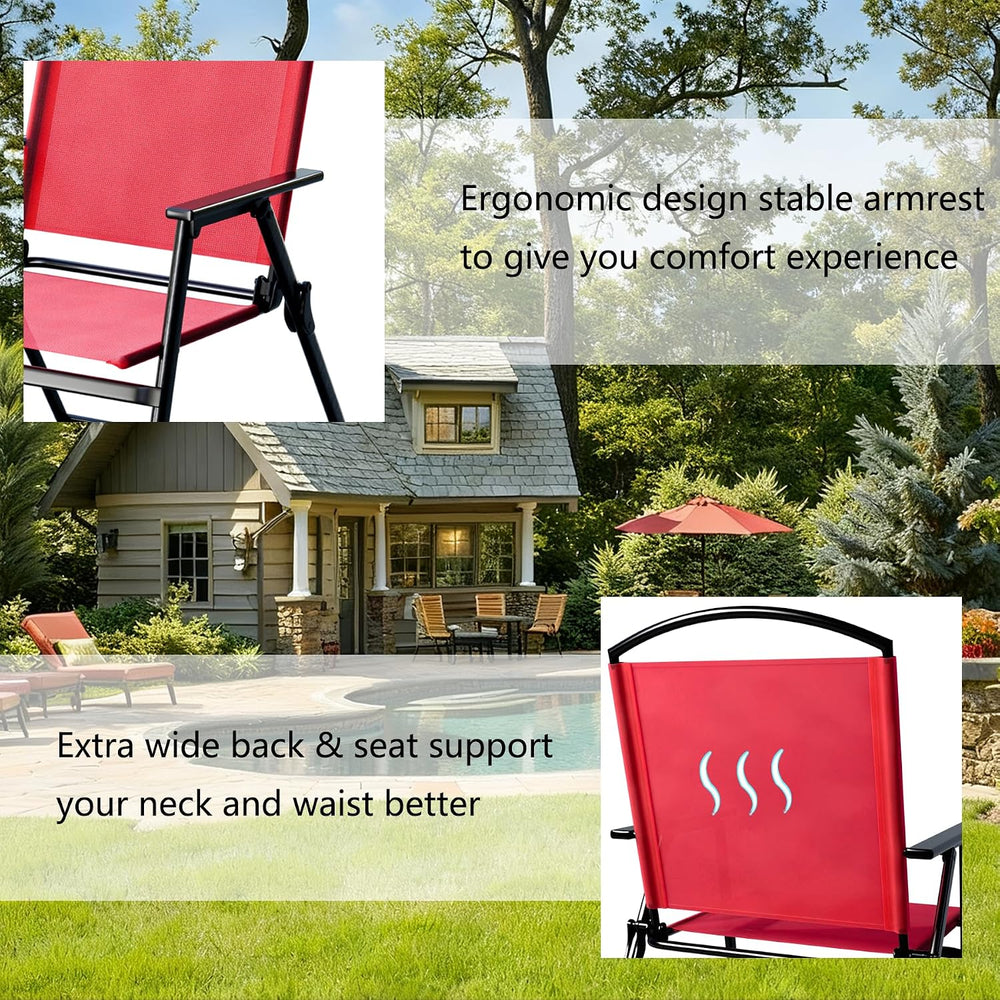 Outdoor Folding Patio Dining Chairs Set of 4 With Armrest Heavy-Duty Lightwei...