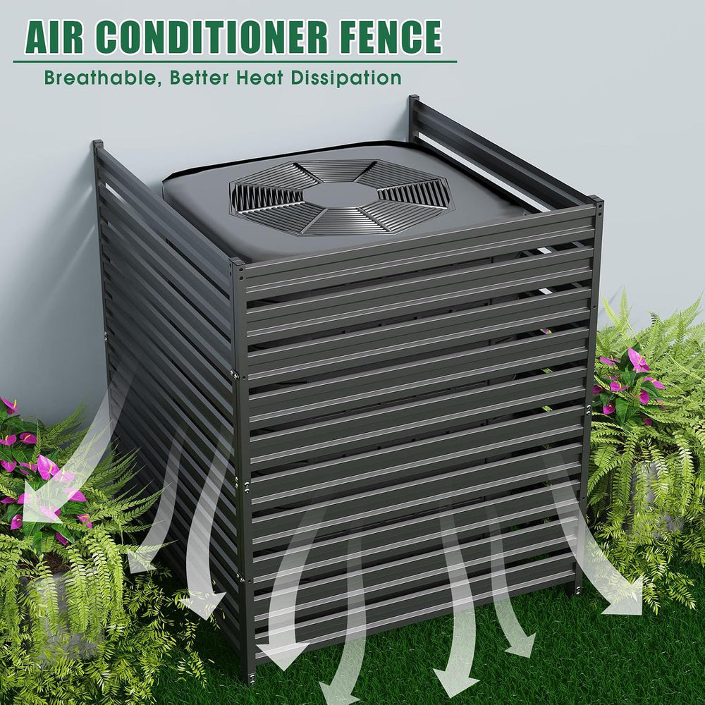 2 Panels Metal Air Conditioner Fence, 48" H x 48" W Privacy Fence P...