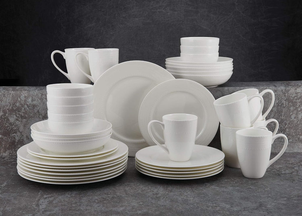 Mikasa Annabelle 40-Piece Dinnerware Set Service for 8 Bone China White
