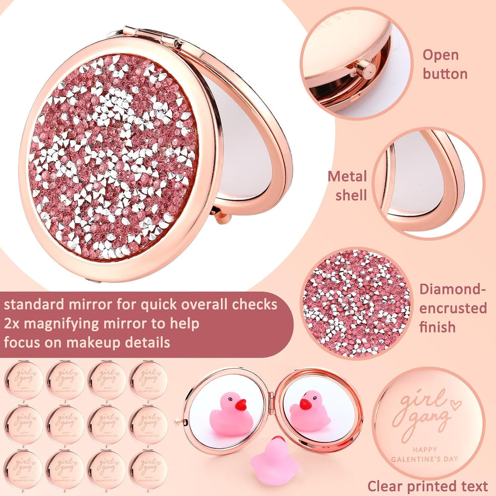Thyle 12 Pcs Galentine's Day Gifts Compact Mirror for Purse, Double-Sided...