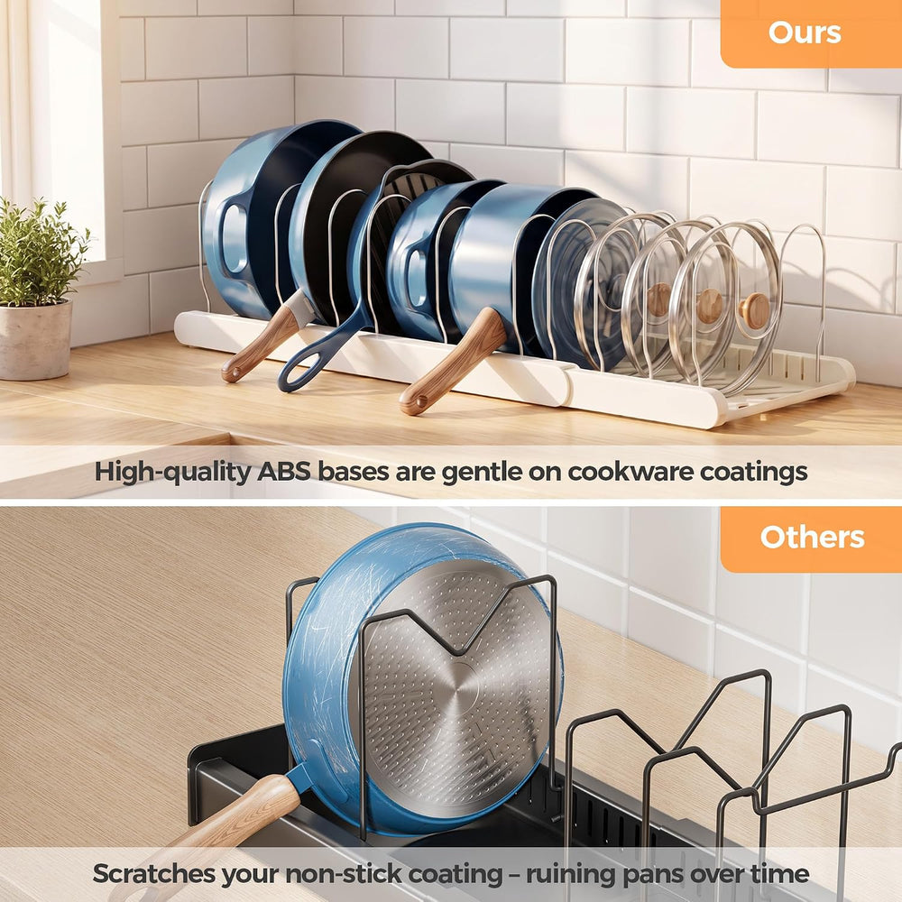 ORDORA 2 Pack Pots and Pans Organizer Under Cabinet, ABS Base, 10 Dividers