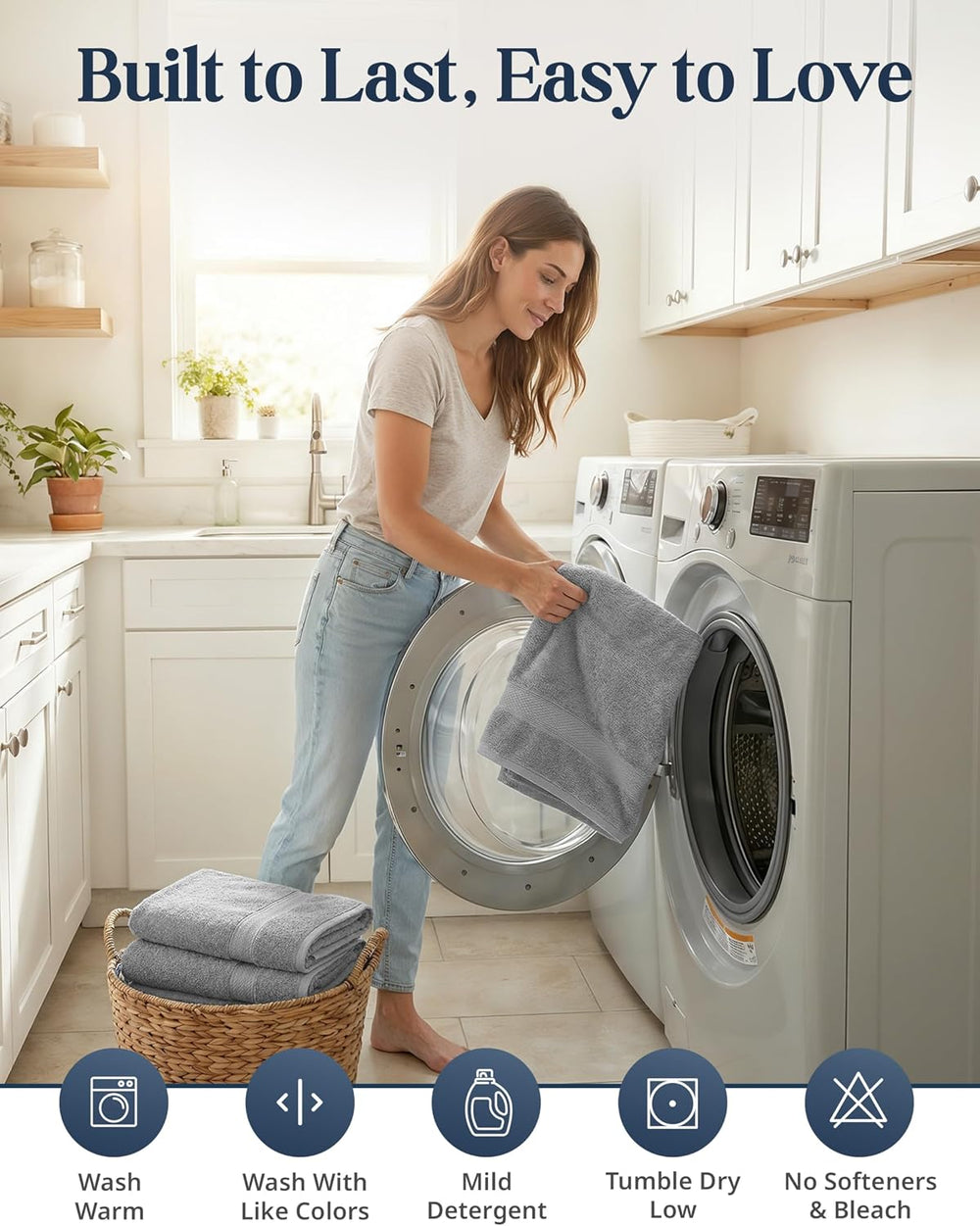 100% Cotton Bath Towels Set Soft Absorbent Quick Dry 16 Piece - Grey