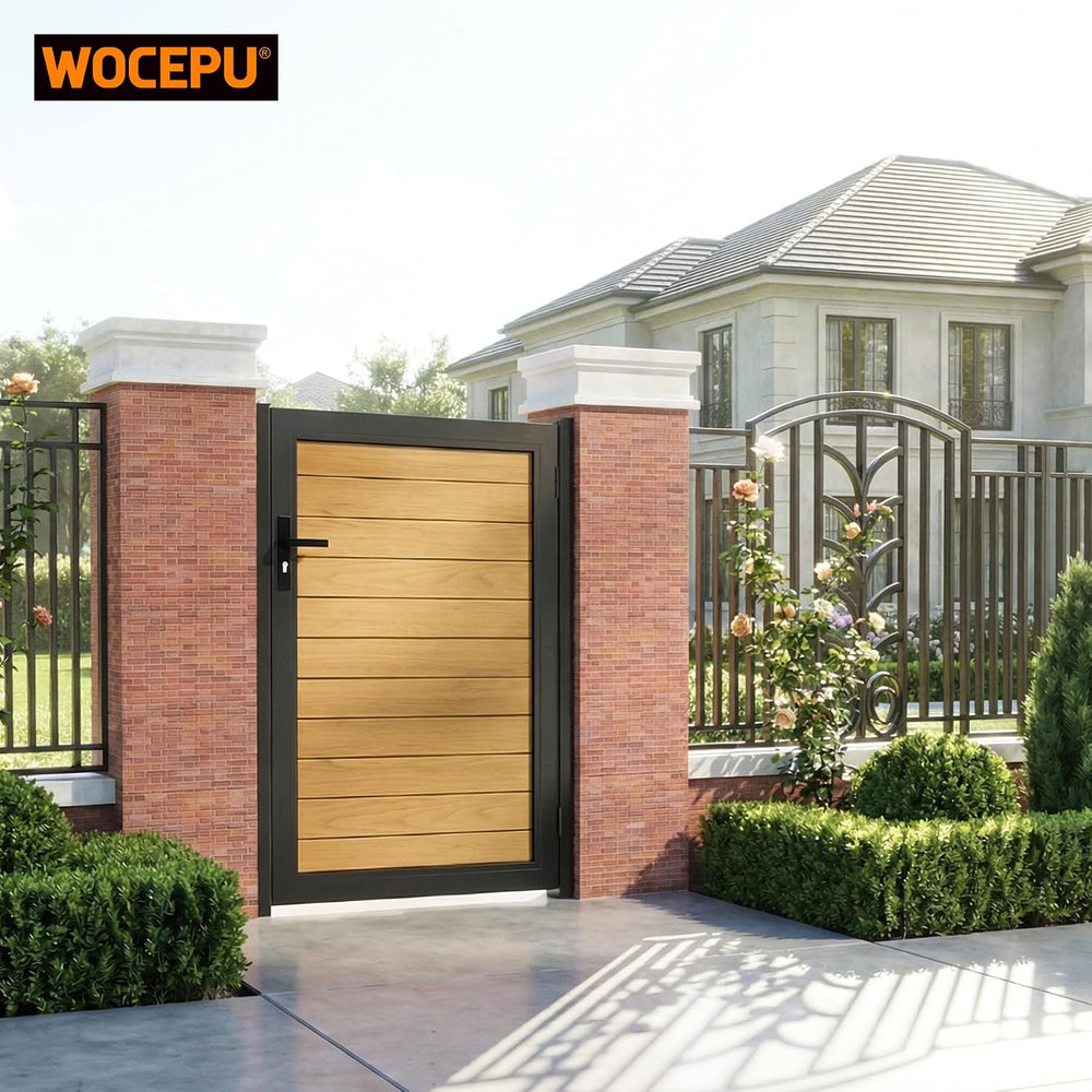 3x4 FT (34.8"x47.8") Aluminum Fence Gate Kit, Heavy-Duty Wood Grain...