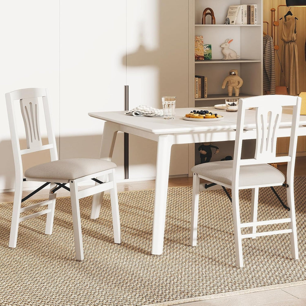 GIANTEX Folding Dining Chairs Set of 4, Space-Saving Upholstered Kitchen Chai...