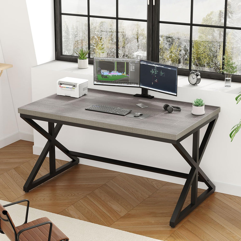 IBF Computer Desk, Industrial PC Laptop Office Desk Ligh Grey 47 Inch