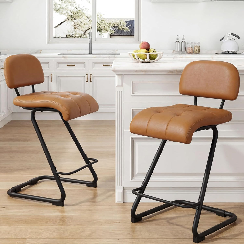 Counter Height Bar Stools Set of 2, Brown 24'' Barstools with Back