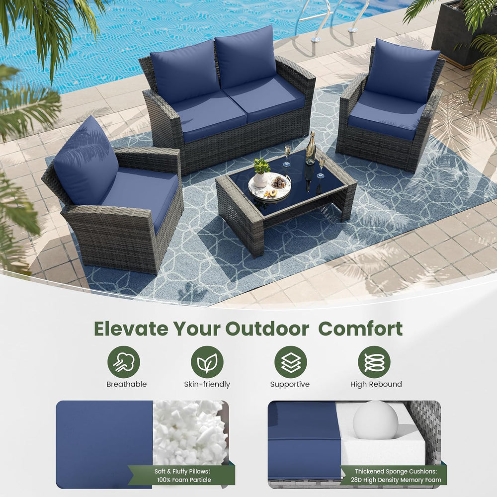 UDPATIO Outdoor Chair Cushions Set of 4 for Patio Furniture, Replacement Cush...