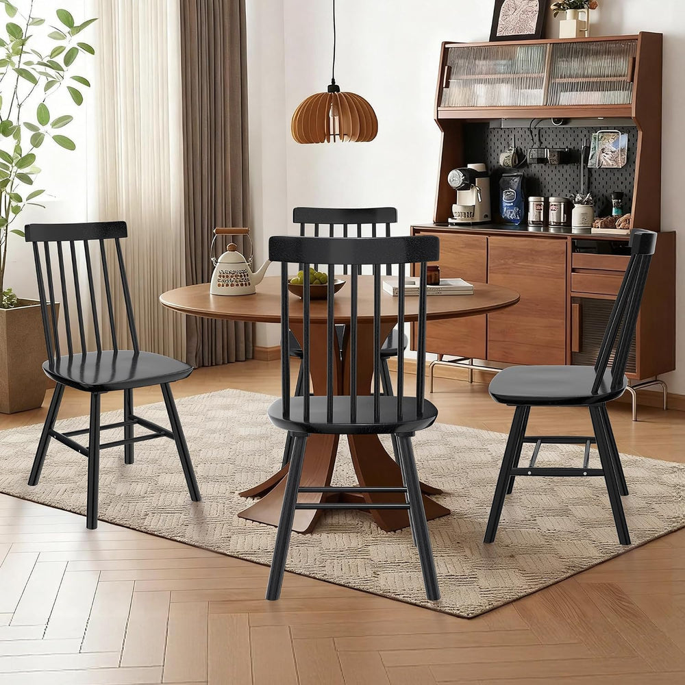 AreShark Windsor Dining Chairs Solid Wood Spindle Back, Set of 4, Black