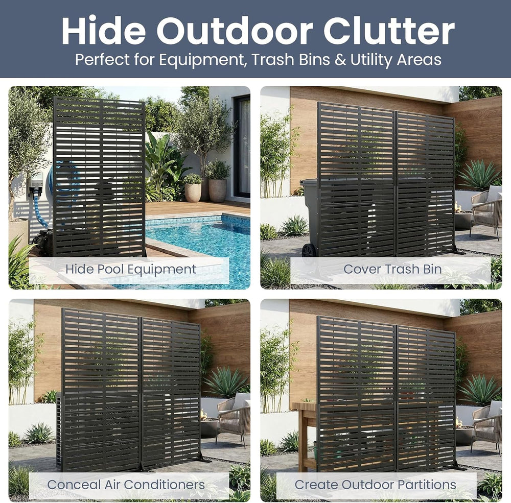 Metal Privacy Screen, 6FT Outdoor Privacy Screen, Freestanding Privacy Screen...