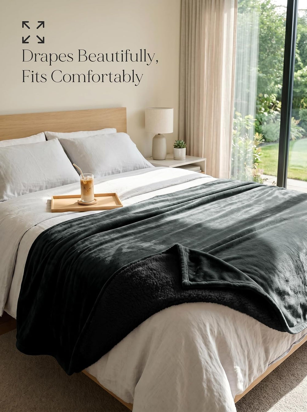 Utopia Bedding Reversible Plush Sherpa Blanket Twin Size Black, 60x80 Inch