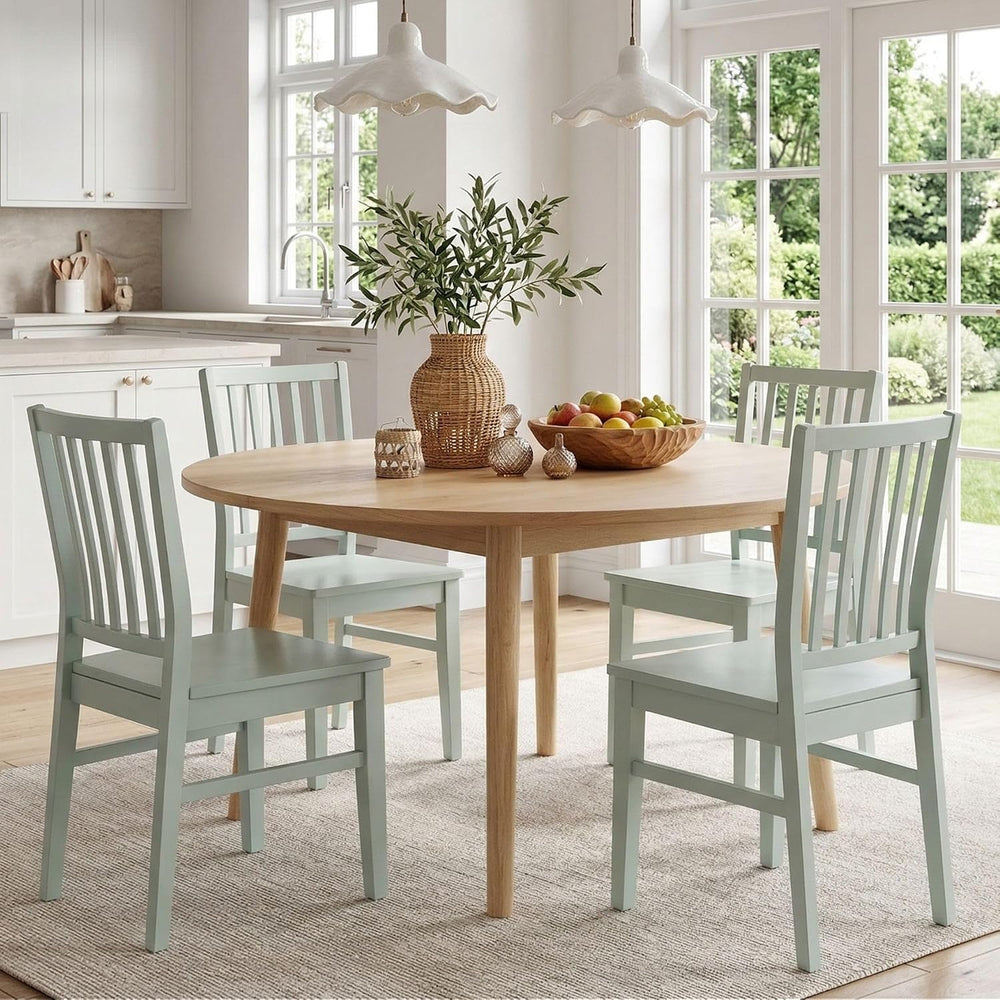 HNY Green Wood Dining Chairs Set of 8, Farmhouse Kitchen Chairs with High Bac...
