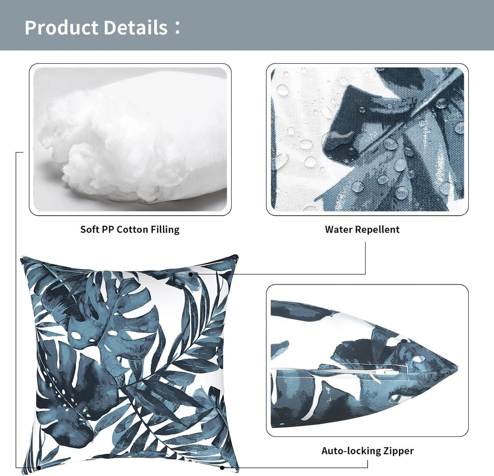 Outdoor Pillows for Patio Furniture 18x18 inch, Square Outdoor Throw Pillows ...