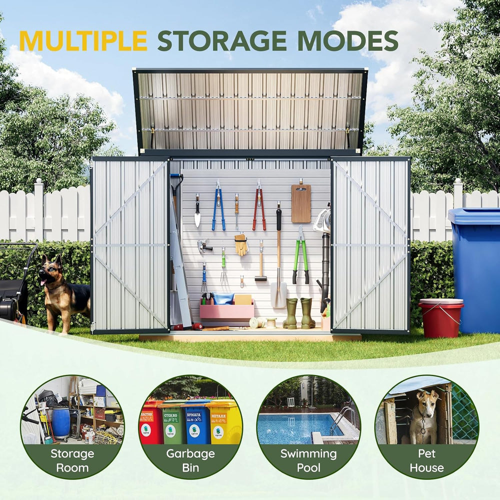 6 x 3 FT Trash Can Storage Shed with Lift-Up Lid for Backyard