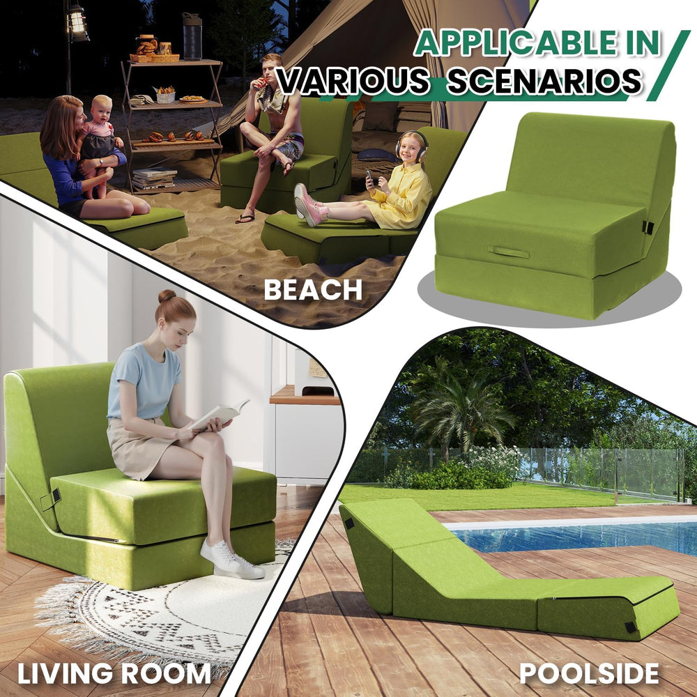 jela Boneless Folding Chaise Lounge Indoor, Folding Ergonomic Cloud Reading C...