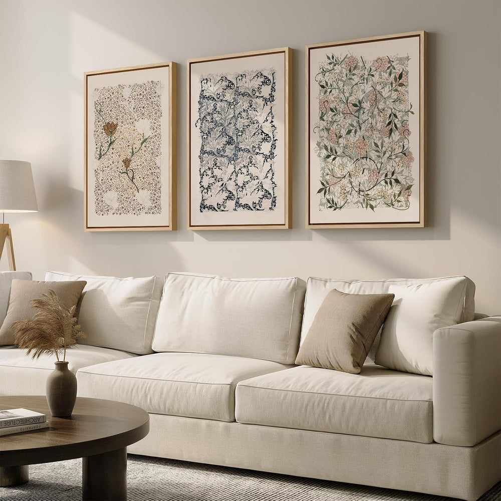 Large Framed William Morris Canvas Wall Art for Living Room, 20x30 In