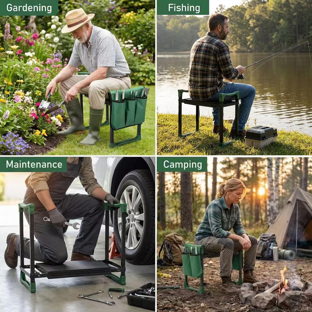 Garden Kneeler and Seat, Heavy Duty Foldable Garden Stool with Anti-Tip Outwa...