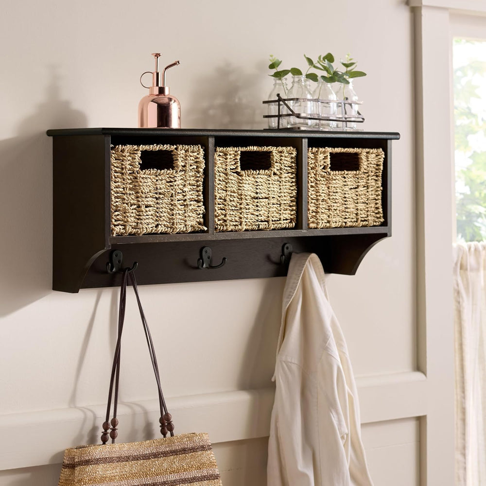 SAFAVIEH Home Collection - Finley Dark Chocolate Brown Wall Mounted 3-Basket ...