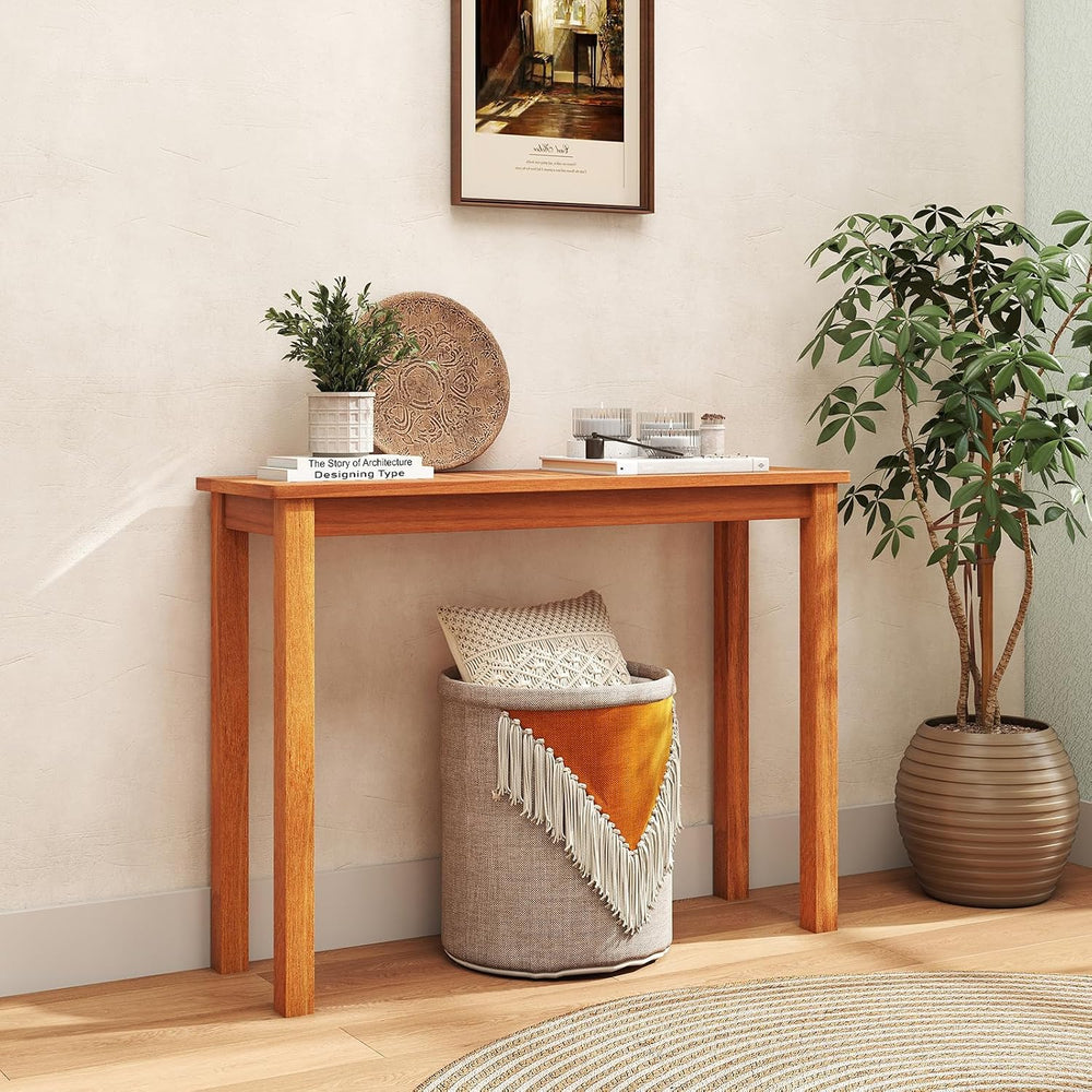 Tangkula Narrow Outdoor Solid Wood Dining Table