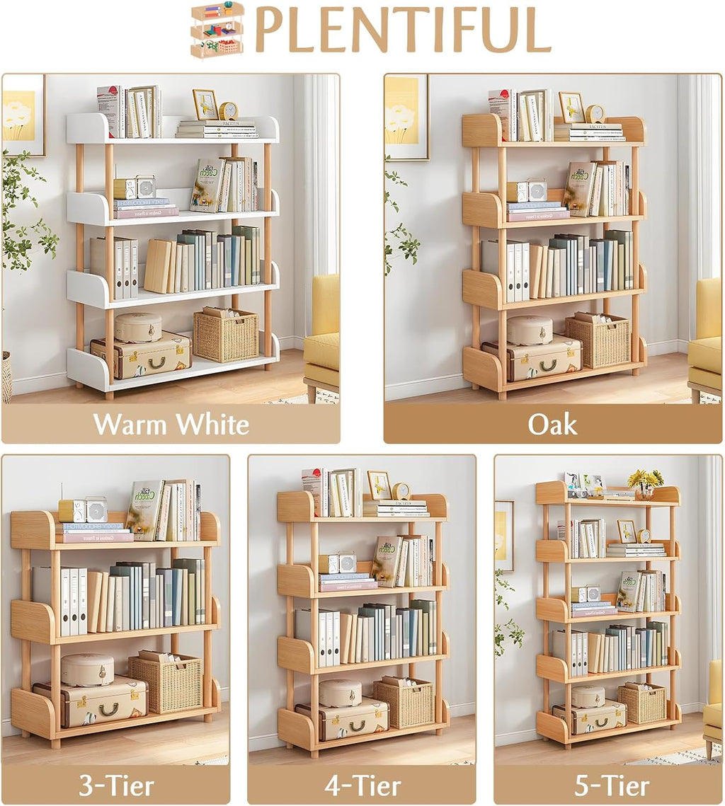 OSCHF 4-Tier Wooden Open Bookcase, Oak
