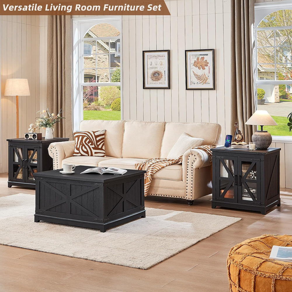 Joaxswe Farmhouse Coffee Table Set 3, End Table and Coffee Table